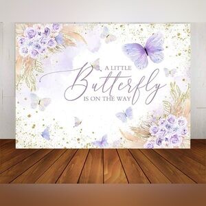 Butterfly Baby Shower Backdrop “A Little Butterfly is on The Way”